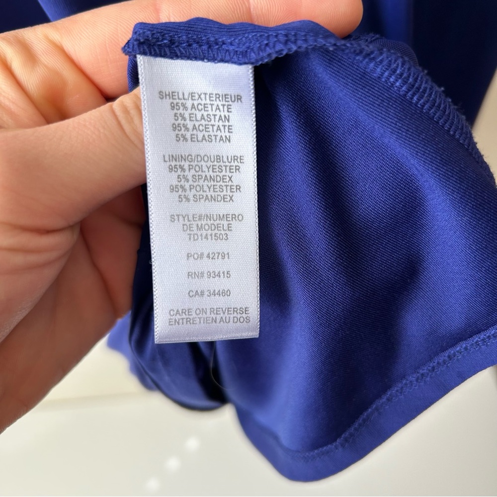 5 FOR $25 |Trina Turk Cold Shoulder Sleeves Knee Length Midi Dress Royal Blue 6 - Picture 11 of 11